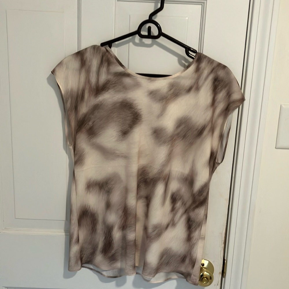 Cream and mauve  cap sleeve blouse
